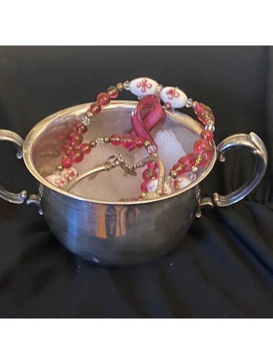 Cause & Charm: Breast Cancer Survivor Gift Set | Murano Beaded Necklace, Sunwest - Picture 2 of 8